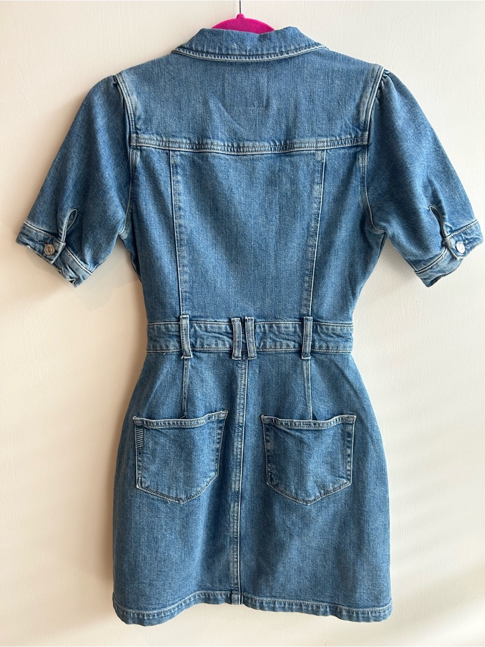 Paige x Anthropologie Mayslie Denim Button-Front Shirt Dress in Medium Blue - Picture 7 of 8